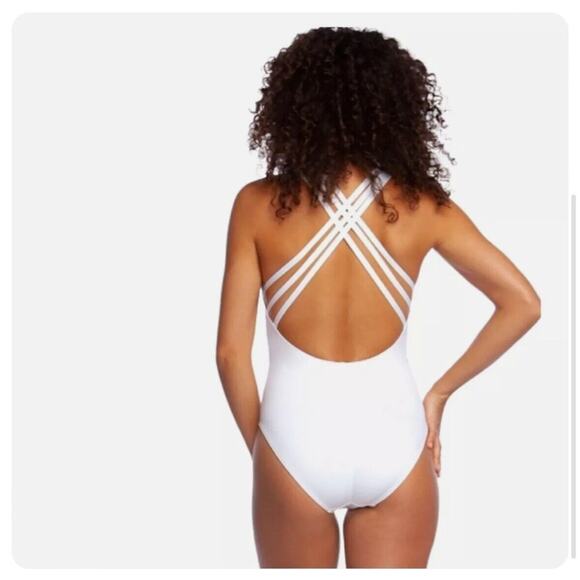 La Blanca Sz 4 Womens Spectrum Striped Rainbow Strappy One Piece Swimsuit White - Picture 5 of 13